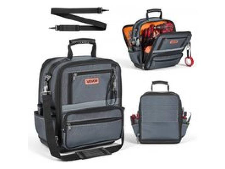 VEVOR Werkzeugtasche 33,5x23x39cm, Aufbewahrungstasche mit 24 Innen- & 10 Außenfächern, Wasserfester Werkzeug-Organizer aus Polyester mit Schultergurt & Reißverschluss, Werkzeugbeutel für Handwerker