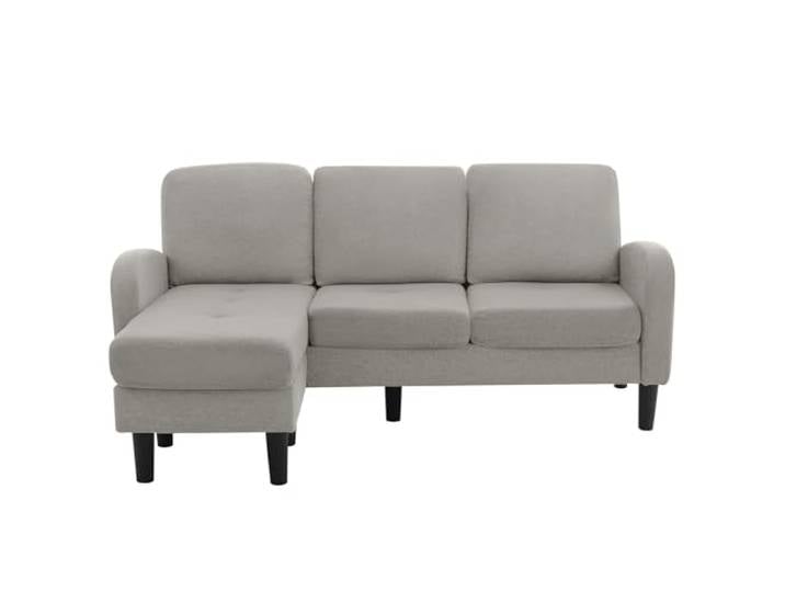 Ropilly L-förmiges Ecksofa mit Chaiselongue aus Baumwoll-Leinen Modulares 3-Sitzer Sofa mit weicher Polsterung für Wohnzimmer, Apartment oder Büro