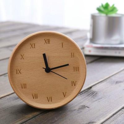 Inspired Deals Beech Wood Alarm Clock Decorative Wooden Bedside Clock For Home Study And Bedroom round Greek
