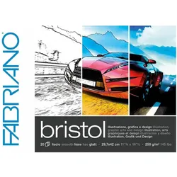 Fabriano, Heft + Block, Bristol (A3, Blanko, Kein Einband)