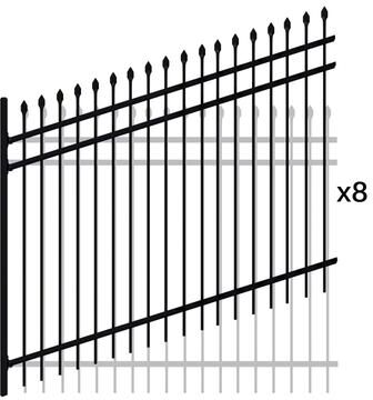 ALEKO Commercial Grade Tokyo Style Steel Fence Kit 8 ft. x 6 ft. – Flat and Sloped Installation