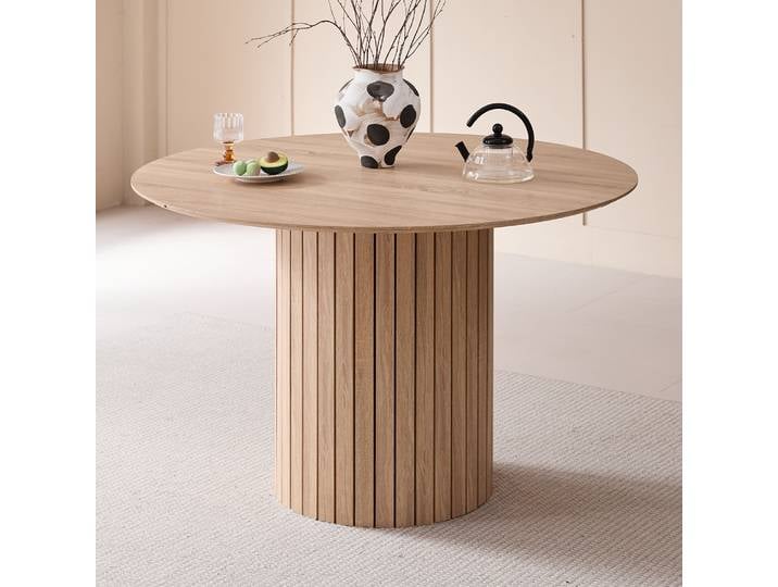 EGOONM Table à manger ronde table nordique pour 4 ~ 6 personnes, table de salle à manger circulaire avec base en bois, table de cuisine Φ120 cm