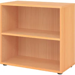 bümö Regal Buche, Standregal aus Holz für 2 Ordnerhöhen - Bücherregal klein 80 cm breit, Aktenregal für Ordner & Bücher, kleines Büroregal,