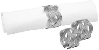Classic Touch Set Of 6 Silver Napkin Rings Woven Design