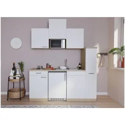 Respekta Küchenzeile KB180ESWMI 180 cm Weiß-Eiche Sägerau Nachbildung