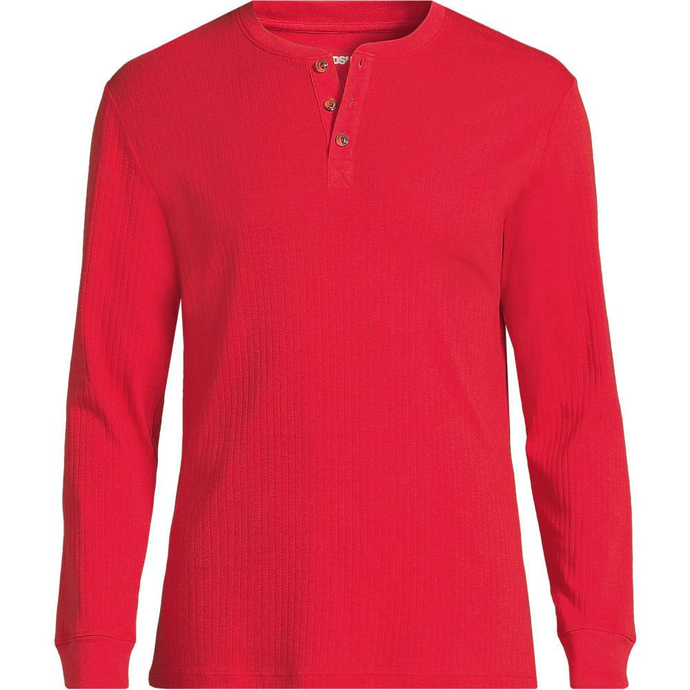 Henley-Schlafshirt für Herren, Herren, size: regular, Rot, Baumwolle, by Lands' End