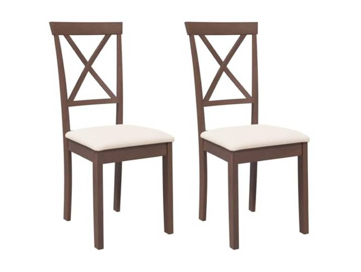KLGBNCVE Esszimmerstühle mit Kissen 2 STK. Braun Massivholz Gummibaum Ergonomische Rückenlehne, zeitloses Design, dichte Maserung, stoßfest, langlebig, für Esszimmer und Wohnzimmer