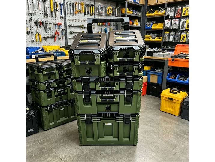 Nouvelle boîte à outils de qualité militaire, empilable, étanche, boîte à outils pour le rangement dans le garage, boîte de sécurité, boîte à instruments