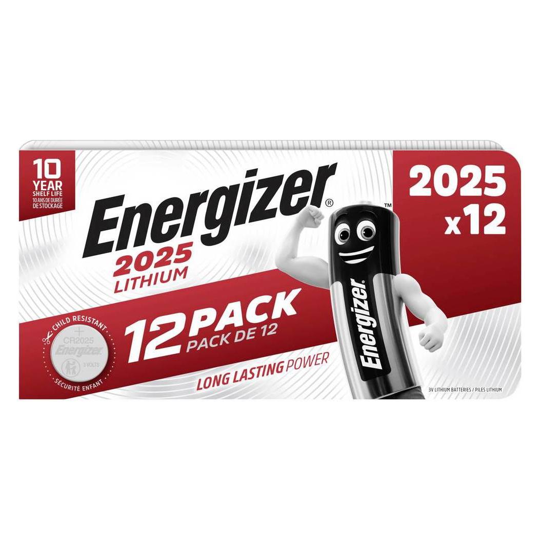 Energizer Knopfzelle Lithium CR 2025 (12 Stk., CR2025, 163 mAh) (E303693000)