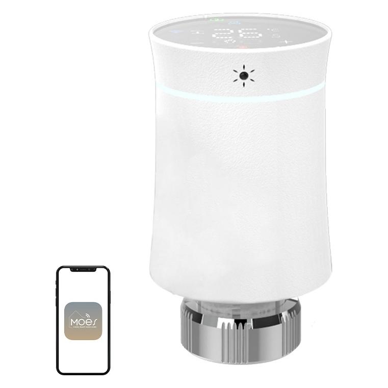 Moes TRV BY100 ZigBee-Thermostatkopf mit Touch-Bedienung (ZTRV-BY-100-WH-MS)