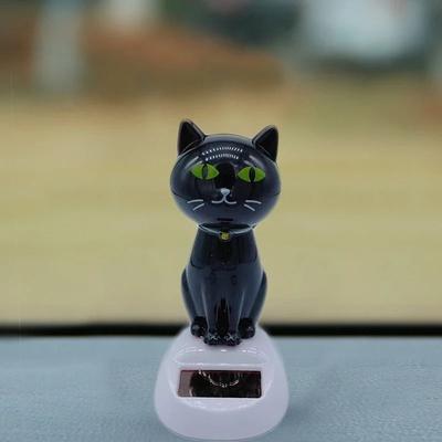 Uplifted Finds Solar Powered Shaking Head Cat   Creative Cartoon Interior Car Decoration & Automotive Gift black
