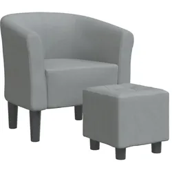 Décoshop26 - Lounge-Sessel mit bequemer Sitzfläche modernem Design und Fußstütze aus hellgrauem Stoff DEC026420 DEC026420