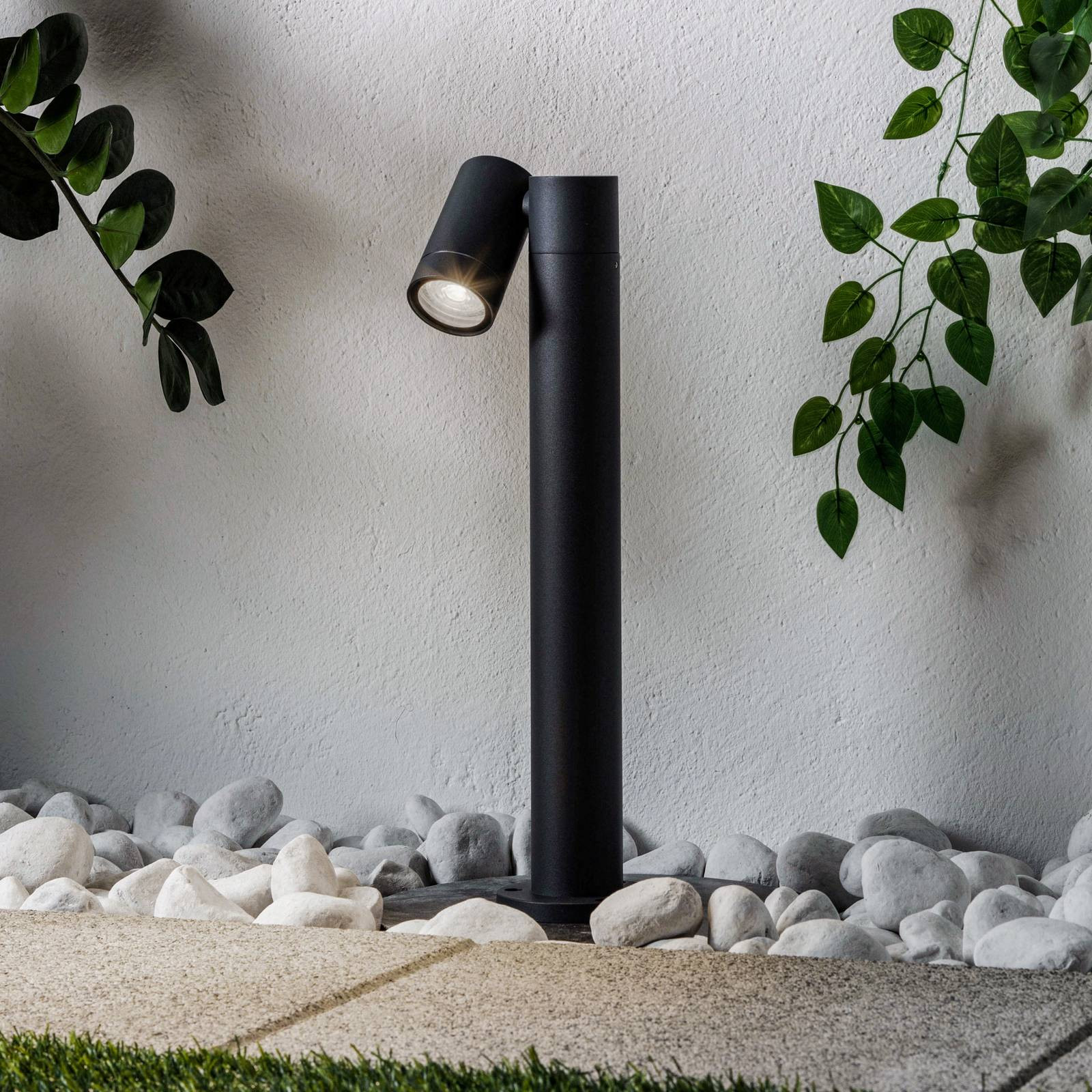 PRIOS Sokkellamp voor in de tuin, zwart, aluminium, modern, dimbaar