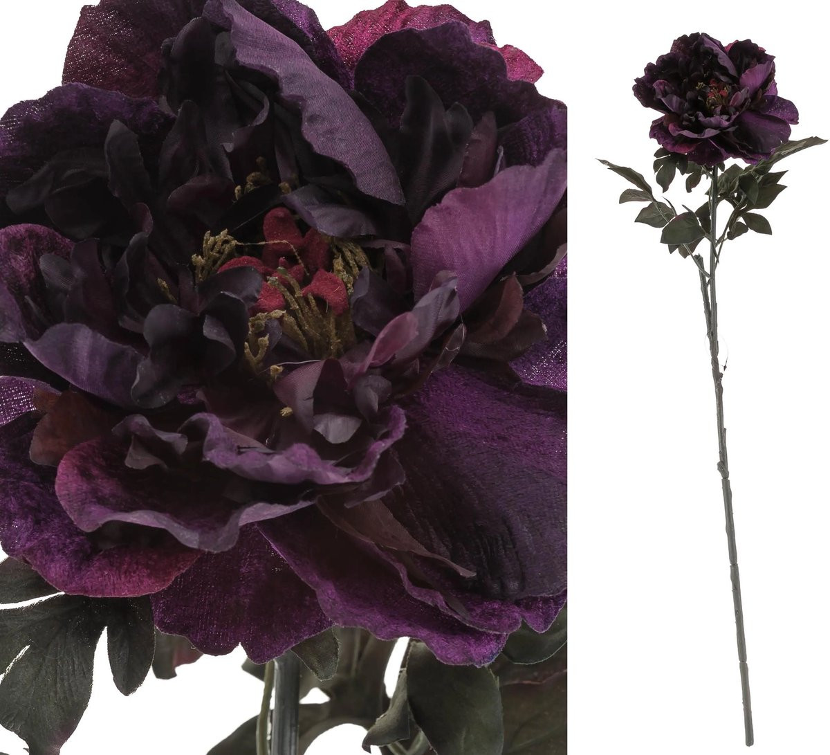 Aluro Decoratieve Paarse Pioenroos - Zijden Kunstbloem - Hoogte: 94 cm