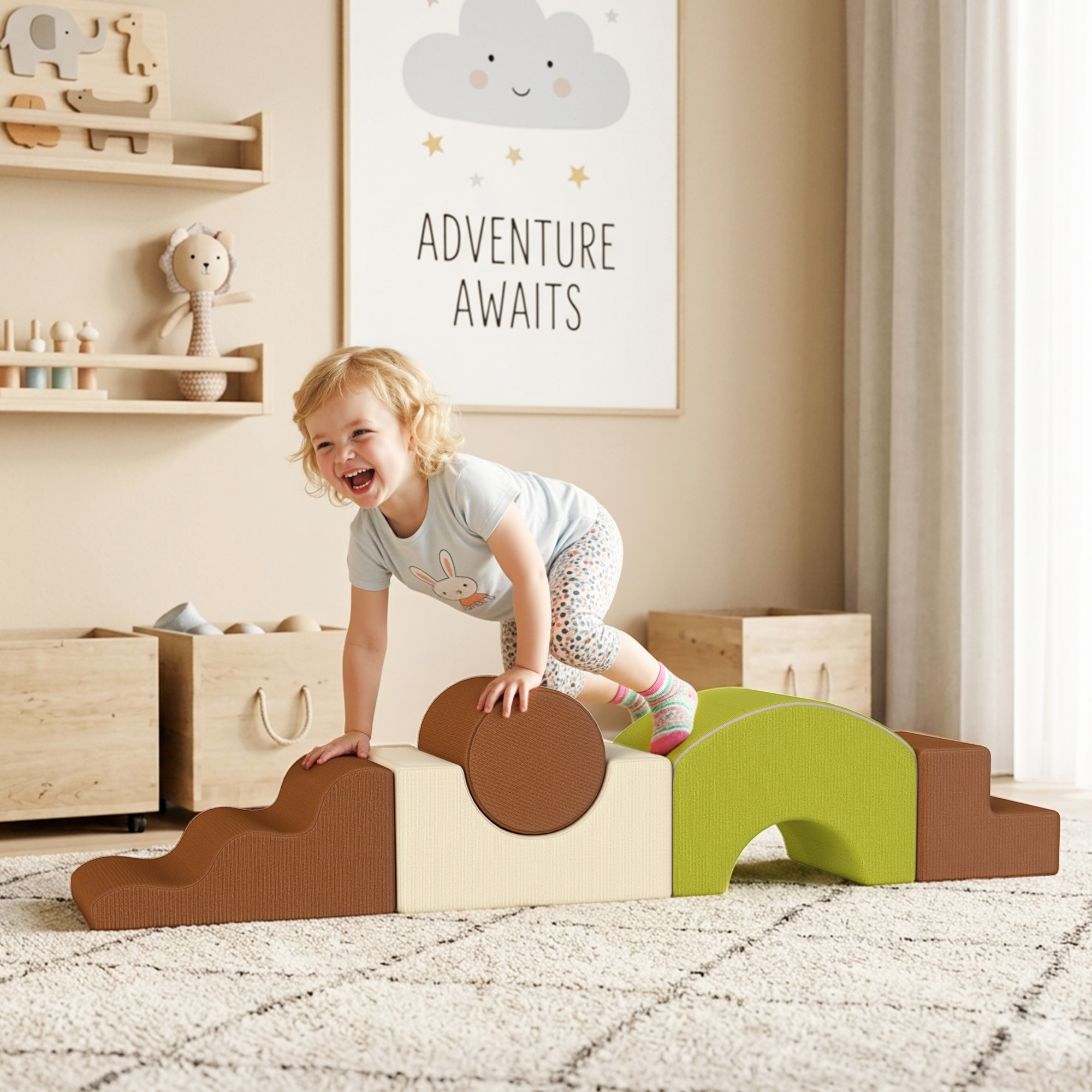 Aiyaplay Set di 5 Costruzioni Morbide per Bambini da 3-6 Anni con Base Antiscivolo in Velluto a Coste, Multicolore   Aosom Italy
