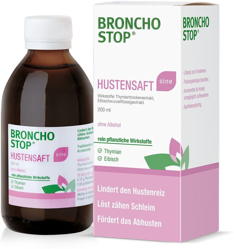 Bronchostop® Thymian Eibisch sine - Jetzt 10% sparen mit dem Code bronchostop10* Hustensaft 200 ml 200 ml Hustensaft
