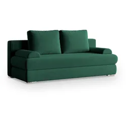 SCHLAFSOFA ASPERO Grün Plüsch-Stoff mit Schlaffunktion