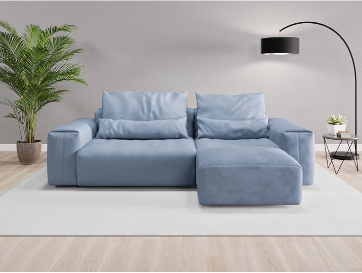 Ecksofa Denver Nr. 1 rechts - Blau (Jeansblau) - Vintage Velours