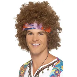 Smiffys Hippie - Perücke und Peace Medaillon