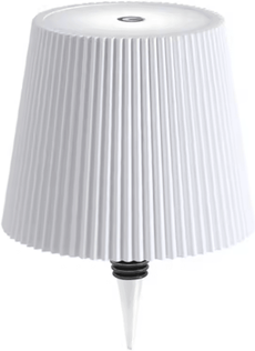 Inspire Curations Pinstripe Wine Bottle LED Table Lamp With USB Rechargeable Battery & 3 Color Dimming pinstripe White