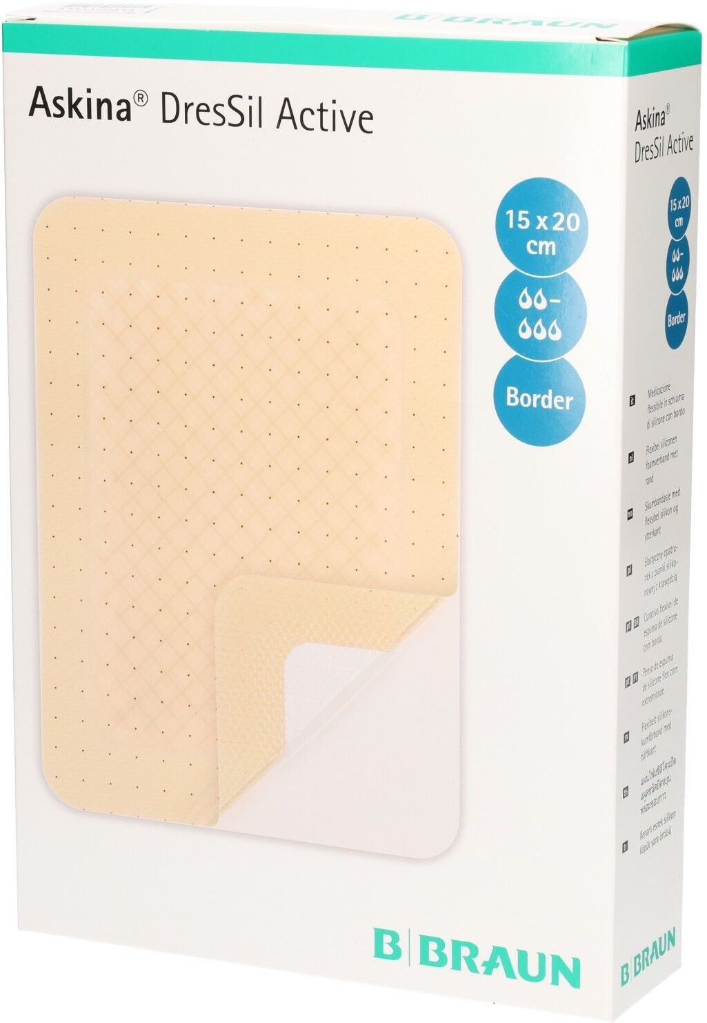 Askina DresSil Active Border 15x20cm Sil.Schaumv. 10 St Verband