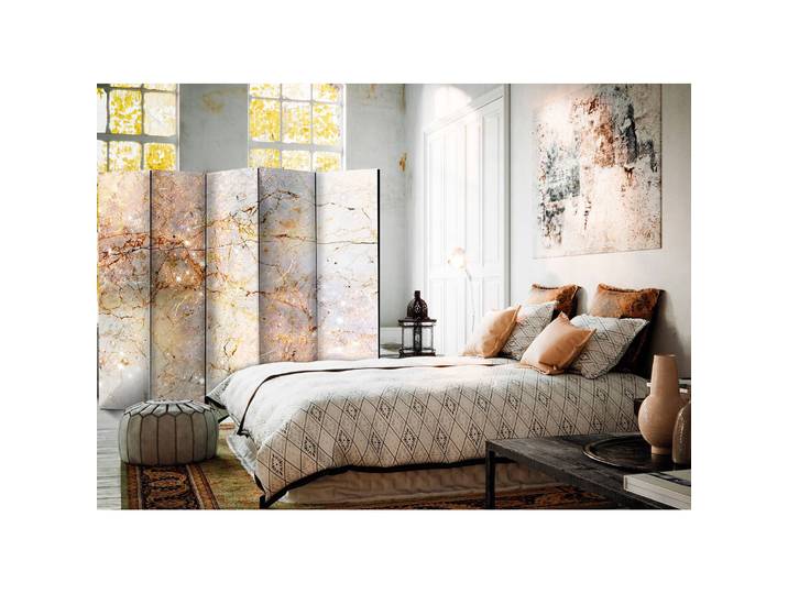 Paravent Enchanted in Marble Fleece Grau 225 x 172cm 5-teilig