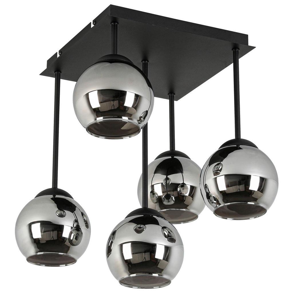 Novel Deckenleuchte, Schwarz, Chrom, Metall, Kunststoff, Glas, 36x42.3x36 cm, Lampen & Leuchten, Innenbeleuchtung, Deckenleuchten