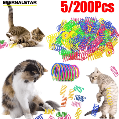 Inspire Picks SpringBounce Cat Coil Toy Set Colorful Spiral Springs For Interactive Indoor Cat Play random 100pcs