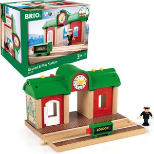 BRIO Spielzeugeisenbahn-Zubehör World 33578, Sprechender Bahnhof, mit Figur, Holz/Kunststoff