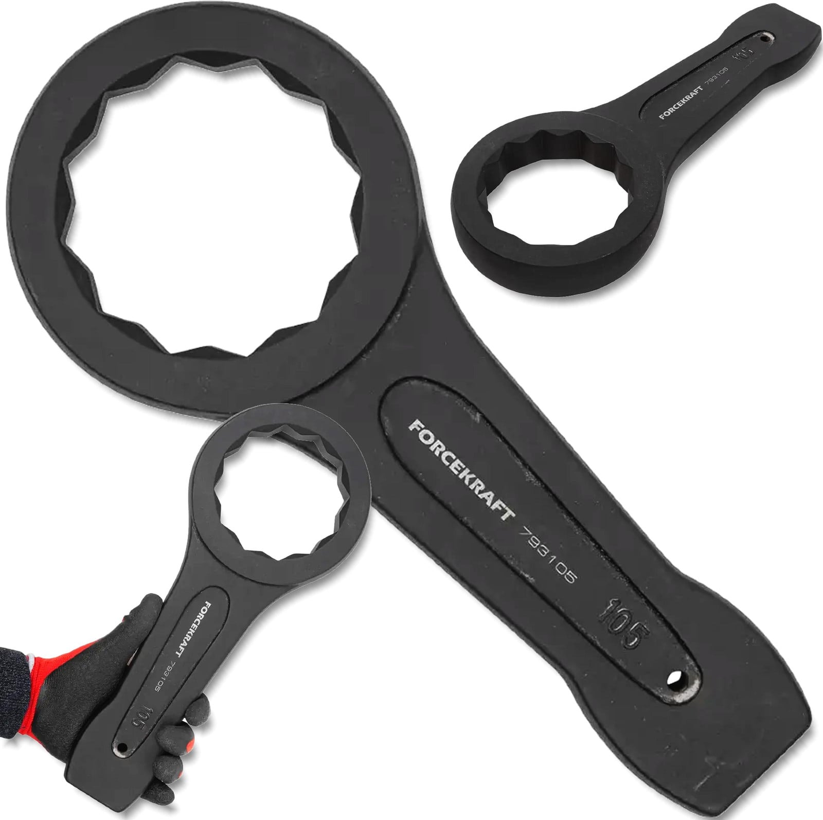 Forcekraft Moersleutel met oog, 105 mm, Lengte: 400 mm