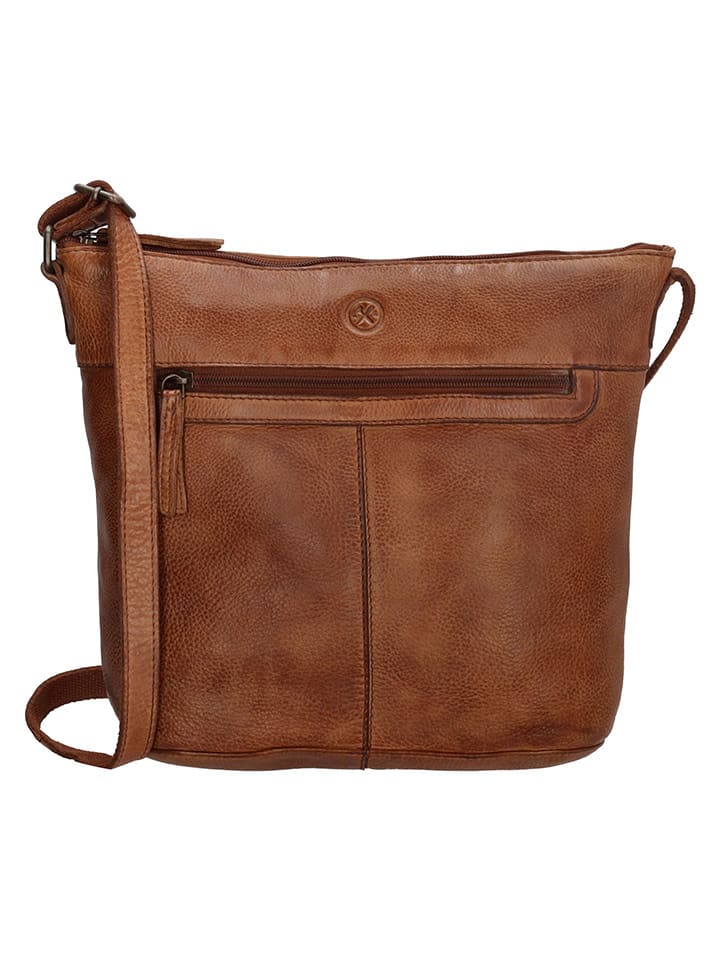 HIDE & STITCHES Leder-Umhängetasche in Hellbraun - (B)29 x (H)24 x (T)10 cm - onesize