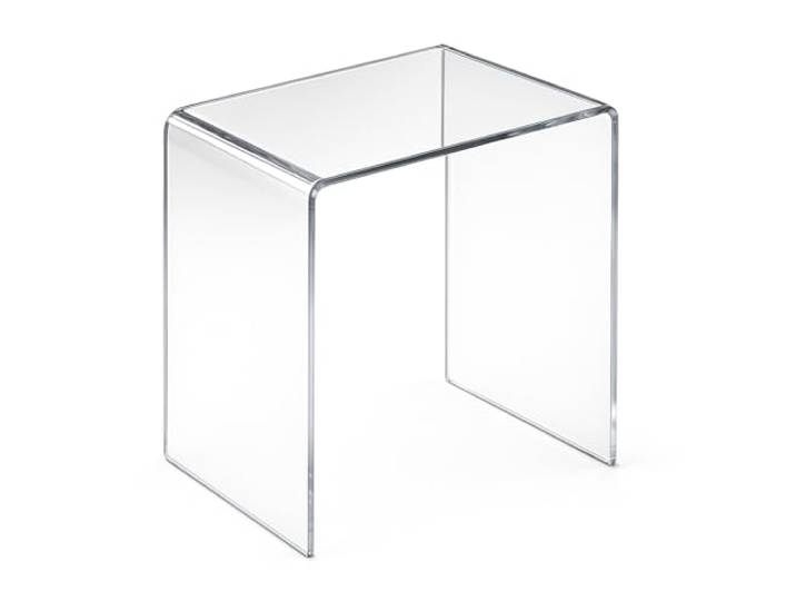 wonido Hochwertiger Acryl-Glas Beistelltisch/Nachttisch – Transparent, H 42,5 cm, B 44 cm, T 29,5 cm – 8 mm Stärke, modernes Design, klarer Tisch aus stabilem Acryl
