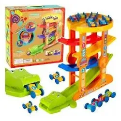 Lean Toys Krokodil-Auto-Rutsche, Balance-Bahn, 5 Ebenen