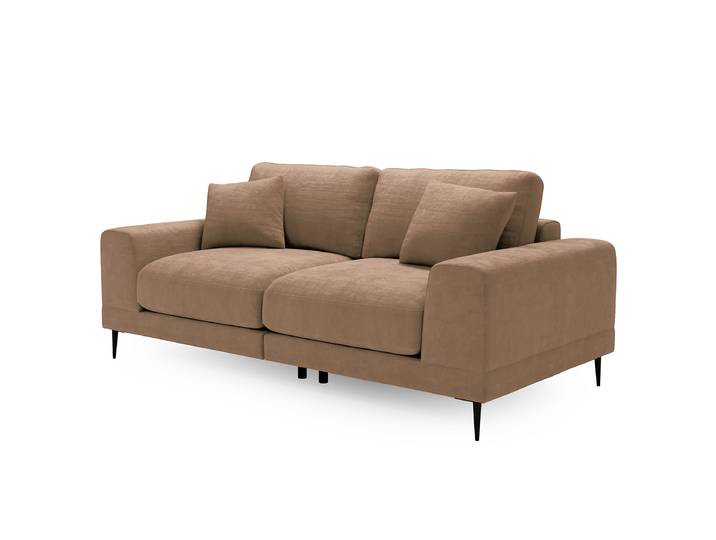 Canapé 3 places Kelson Beige/Taupe Velours Blonda 243 x 92 x 103cm Moderne