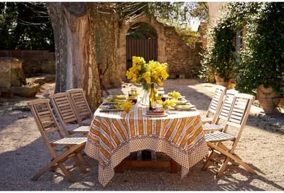 "Couleur Nature Provence Avignon Tablecloth - Dijon/Blue - 71"" x 106"" - 71"" x 106"""