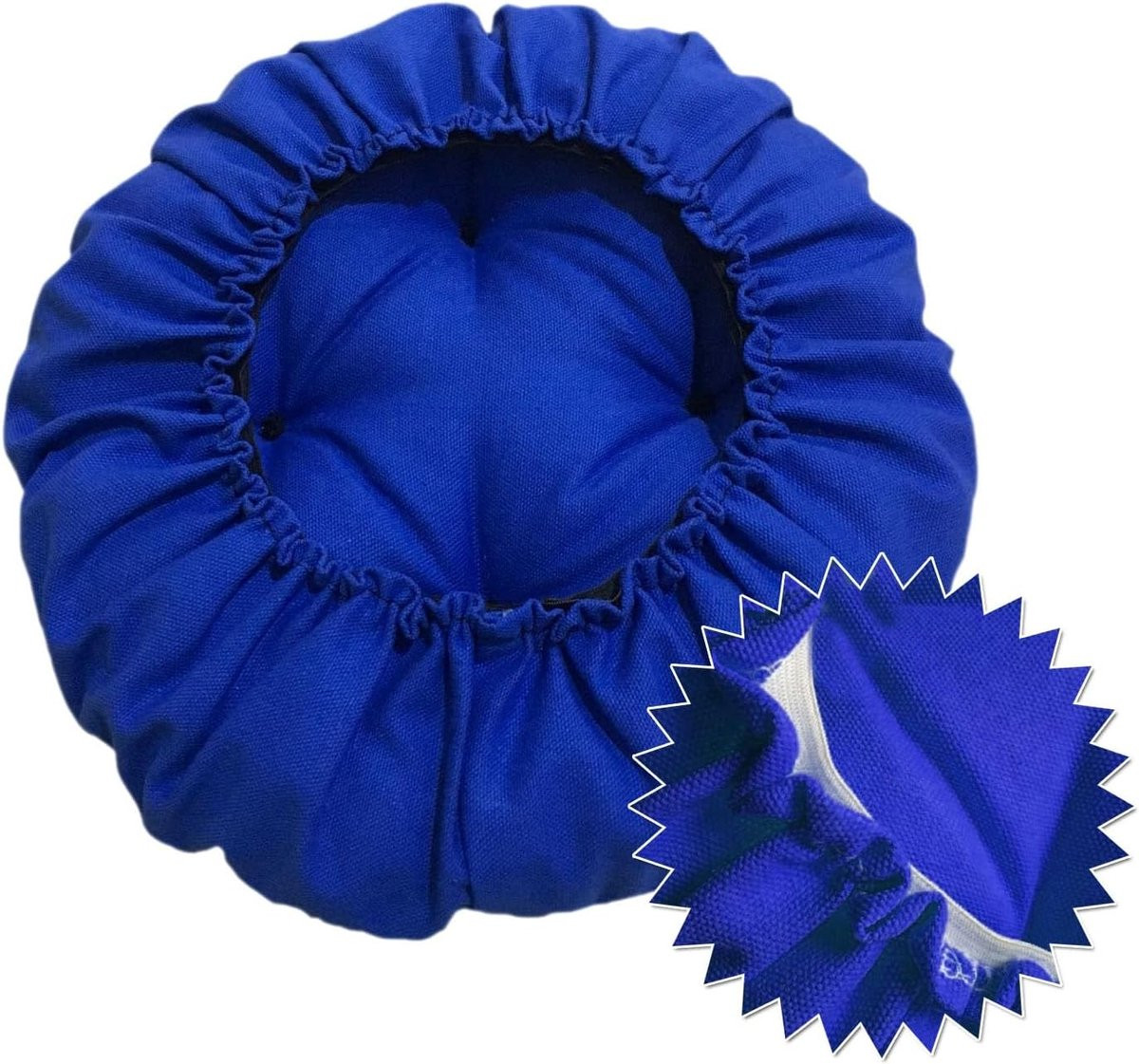 Rond Zitkussen Blauw van Ademend Katoen - Diameter: 45 cm