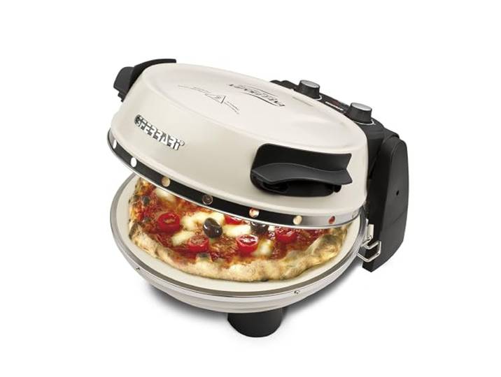 G3Ferrari elektrischer Pizzaofen Napoletana Icy Cream - limited Edition, G1003217, bis 400 Grad mit Pizzastein – inkl. 2-ten Stein/Pizza und Fladen uvm. in 3 Minuten/auch für Tisch und Garten