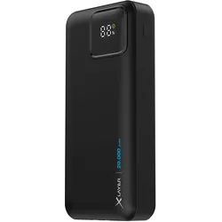 Xlayer Powerbank 20.000 mAh mit zwei integrierten Kabeln PD 20W Black (20000 mAh, 20 W, 74 Wh), Powerbank, Schwarz
