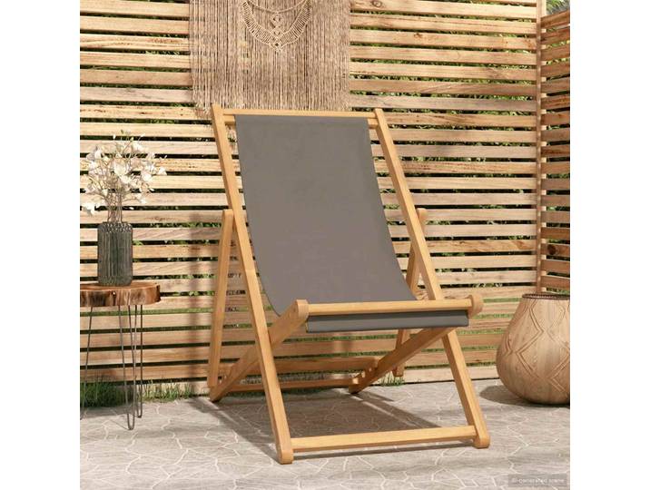 vidaXL Liegestuhl Taupe Massivholz Teak