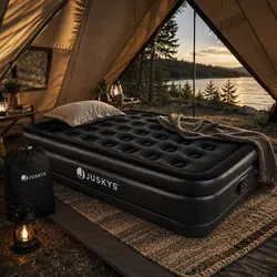 Juskys Luftmatratze Sapri L in Schwarz - 2 Personen Luftbett selbstaufblasend - integrierter Pumpe