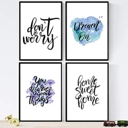 POSTER Set mit 4 glücklich und bunt ‚Traum‘ A4 Rahmenlos