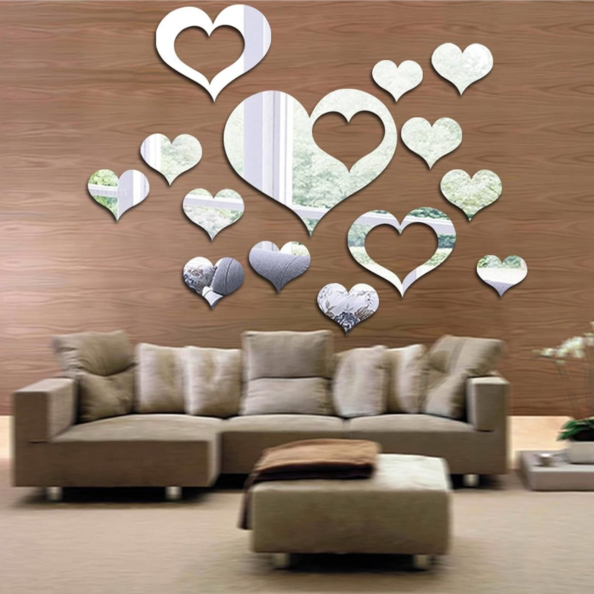 16 Stuks Zelfklevende Acryl Spiegel Wandstickers - 3D Hartvormige Spiegels voor Decoratie van Slaapkamer, Badkamer en Woonkamer