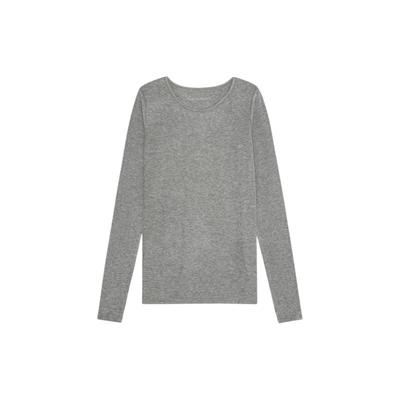 Kurzarmhemd MOSHI MOSHI MIND "moshi moshi mind T-shirt evermore", Damen, Gr. L, Normalgrößen, grau (grau melange), Obermaterial: 96% Modal, 4% Elasthan, Hemden