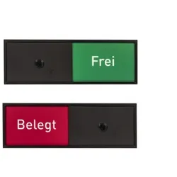 MADRID Black Line Frei-/Belegt Anzeige | Alu schwarz eloxiert | 50x150 mm | Schieber Frei/Besetzt Büro Wartezimmer Besprechungsräume | selbstklebend
