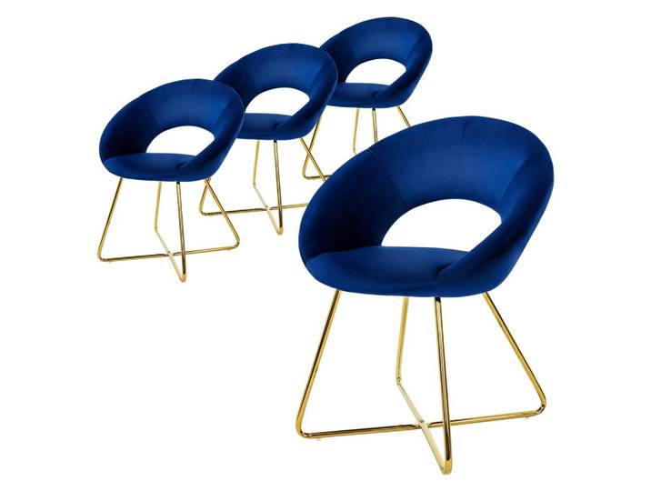ESSZIMMERSTUHL 4er Set Samt blau