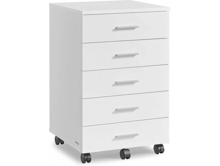 SONGMICS HOME Rollcontainer Songmics weiss 42x40x65.7cm mit 5 Schubladen - Rollcontainer