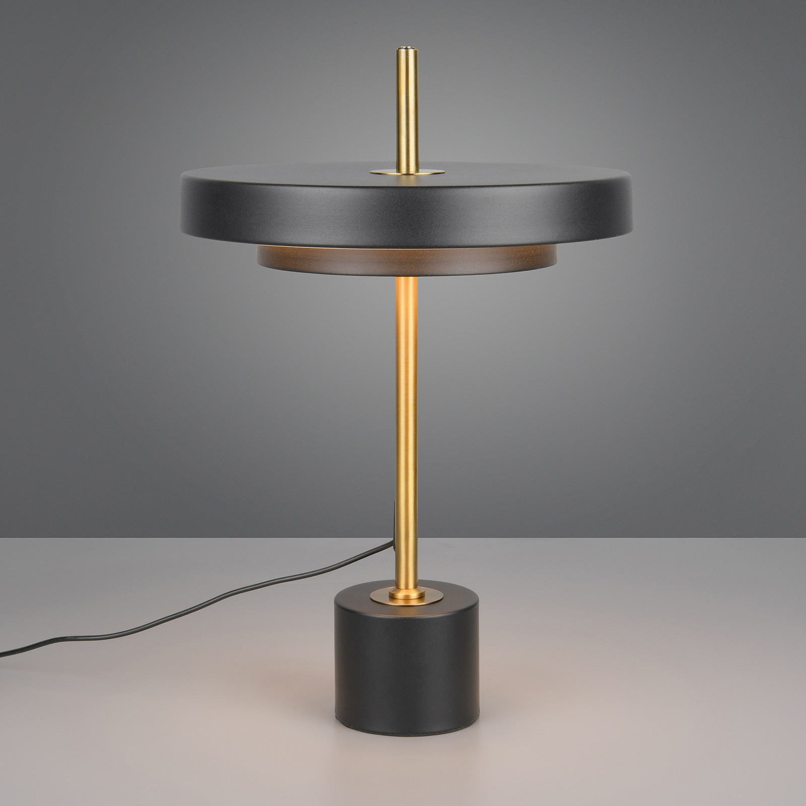 home24 Keaton LED-tafellamp zwart, Ø 30 cm