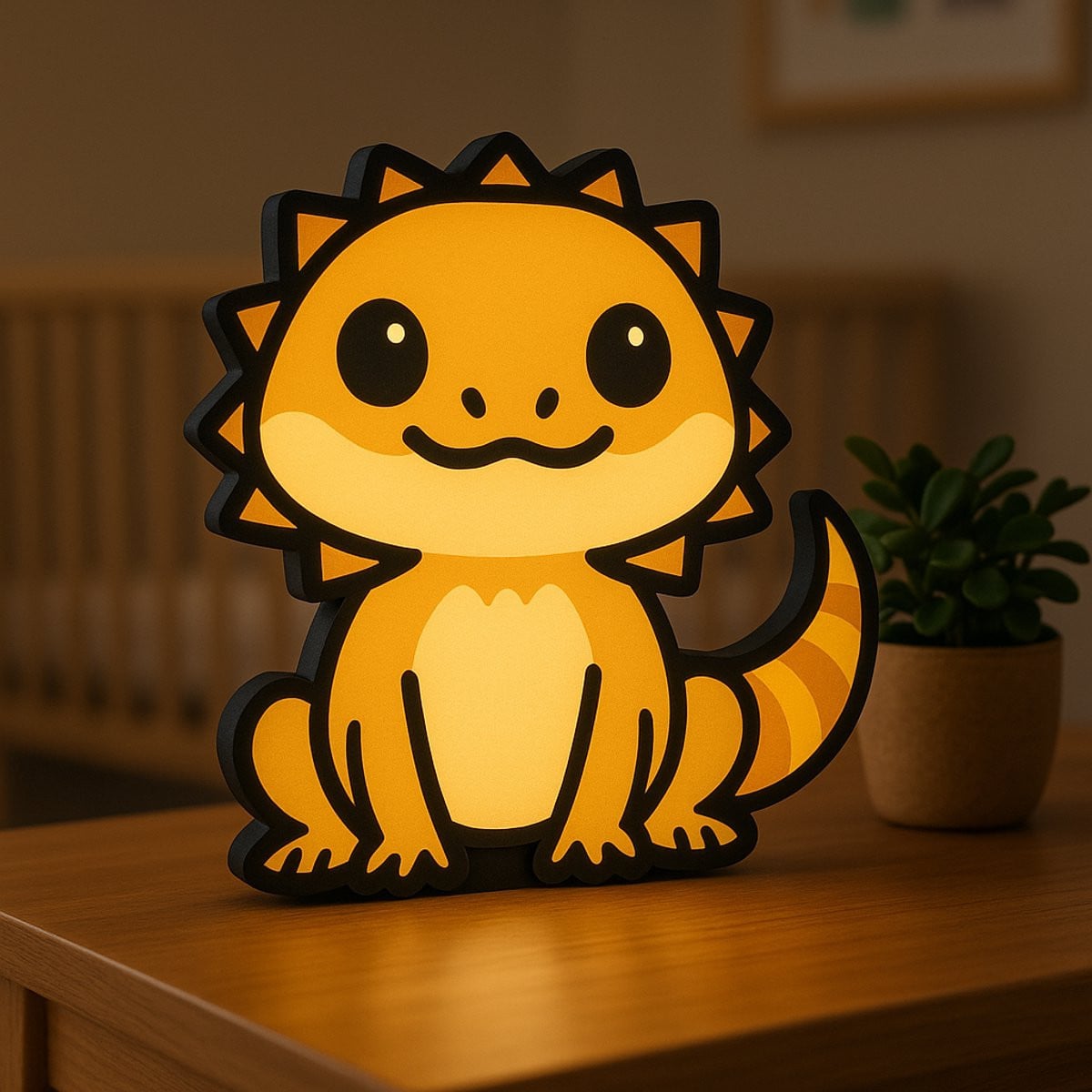 Cartoon Baardagame Nachtlamp – Schattig 3D Dierenlampje met USB voor de Kinderkamer