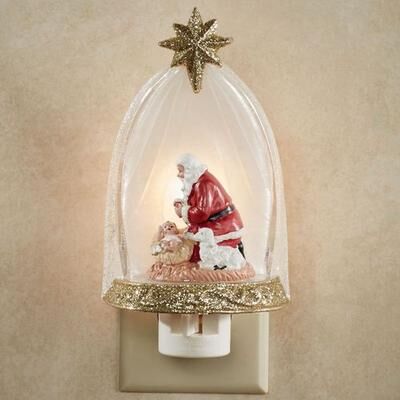 Roman Inc Kneeling Santa Nightlight Gold , Gold