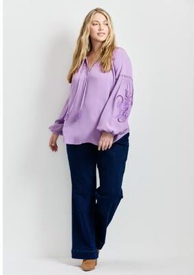 Plus Size Women's Embroidered Peasant Blouse by Aveology by Avenue in Wild Orchid (Size 22/24)